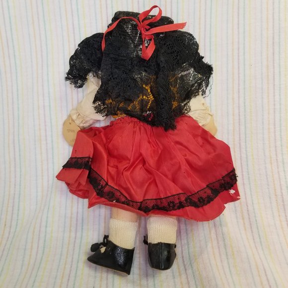 1940s Georgene Novelties International Cloth Doll Spain Spanish Girl Vintage Toy - Picture 7 of 10
